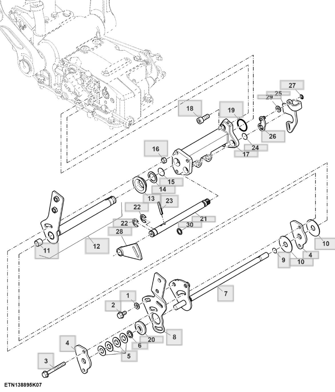 Đòn điều khiển trục lắc, van điều khiển